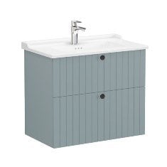 Vitra Root Groove 69446 Lavabo Dolabı, İki Çekmeceli, 80 Cm, Mat Fiyord Yeşili, Klasik Lavabolu